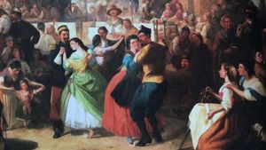 Fragmento del cuadro «Las habaneras» (1864), de Manuel Rodríguez de Guzmán.