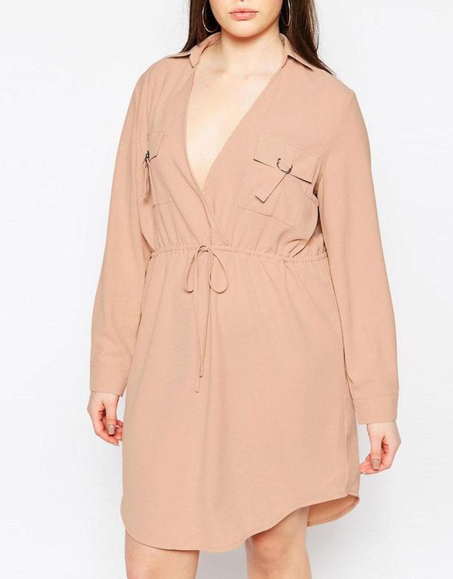 Vestido en color maquillaje, Asos Curve