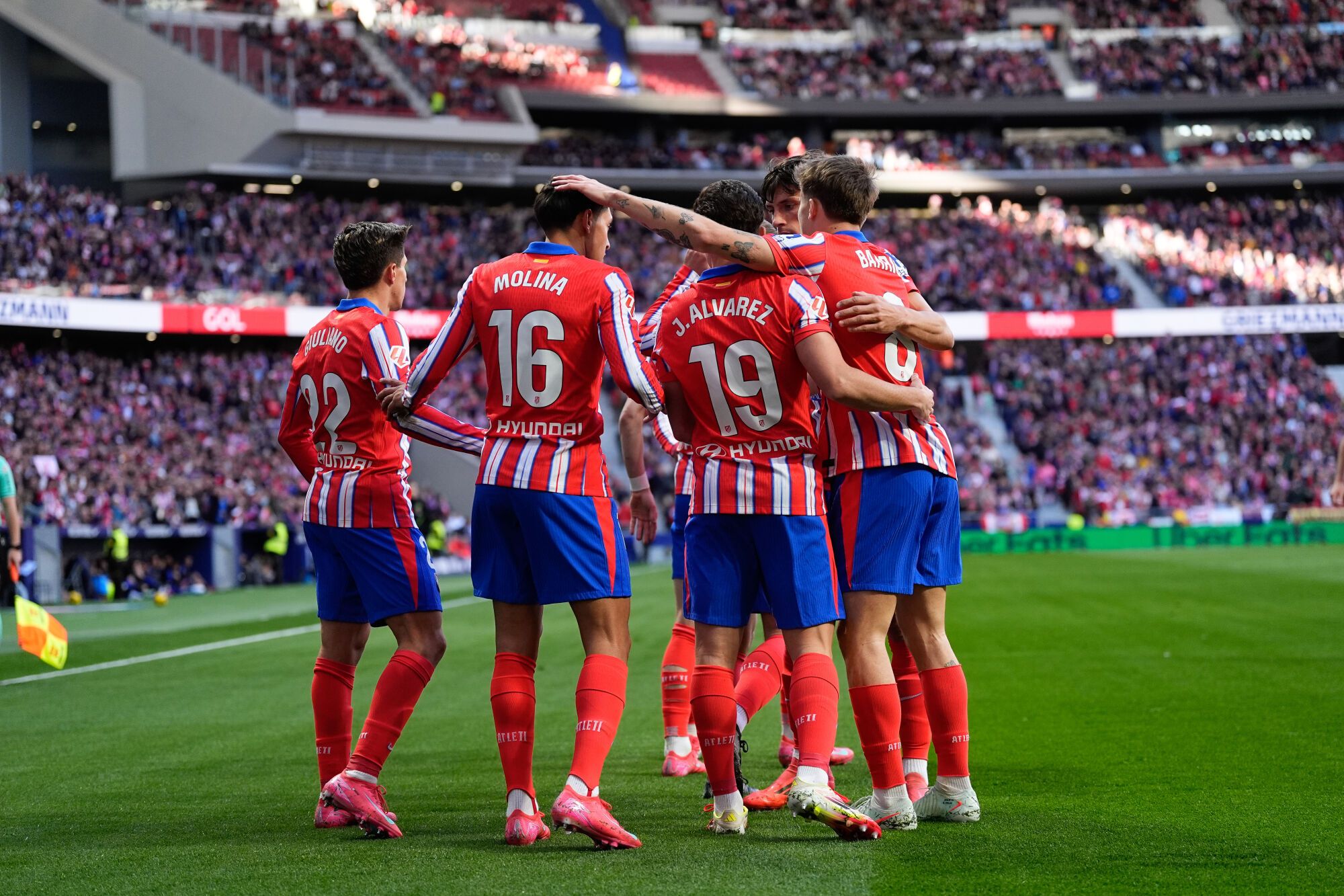 Antoine Griezmann of Atletico de Madrid celebrates a goal dimissed by VAR during the Spanish League, LaLiga EA Sports, football match played between Atletico de Madrid and CA Osasuna at Riyadh Air Metropolitano stadium on January 12, 2025, in Madrid, Spain. AFP7 12/01/2025 ONLY FOR USE IN SPAIN. Oscar J. Barroso / AFP7 / Europa Press;2025;SOCCER;SPAIN;SPORT;ZSOCCER;ZSPORT;Atletico de Madrid v CA Osasuna - LaLiga EA Sports;