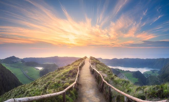 Azores Paisaje de montaña isla de Ponta Delgada