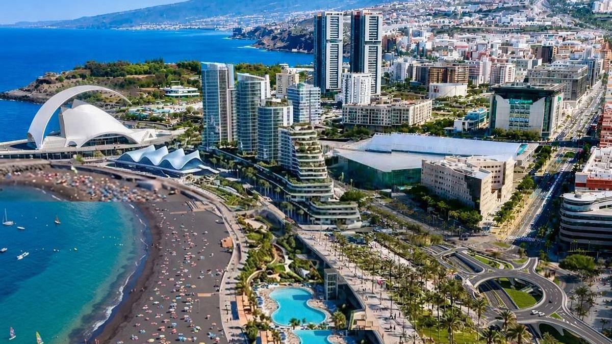 Recreación virtual de la propuesta del arquitecto Chus del Real para el frente litoral de Santa Cruz.