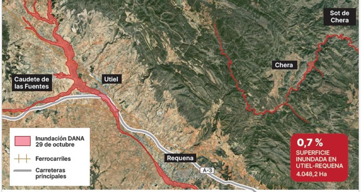 Área inundada en Utiel-Requena y Los Serranos
