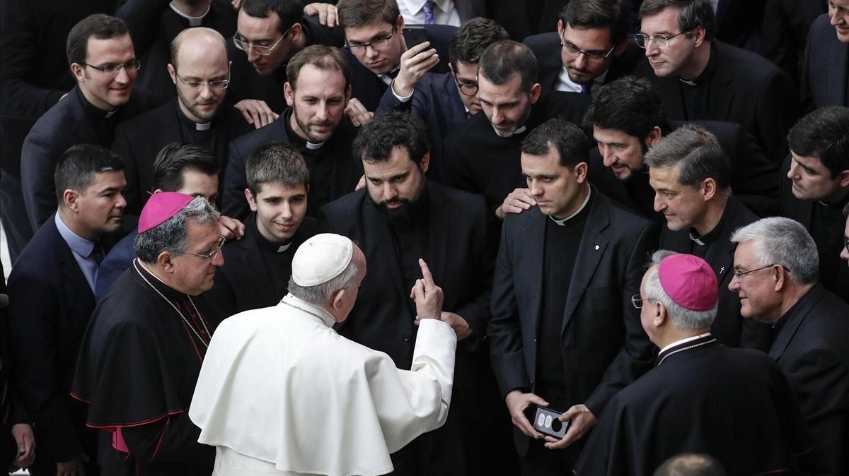 El papa Francisco, durante la audiencia semanal general de este miércoles. El papa Francisco, durante la audiencia semanal general de este miércoles.