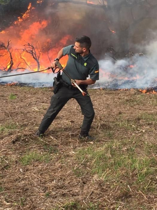 La Guardia Civil, actúa ante un incendio en Oia