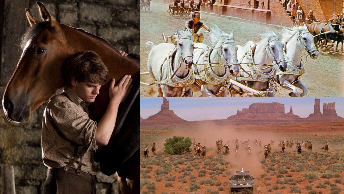 Imágenes de 'Ben-Hur', 'Regreso al futuro 3' y 'War horse'.