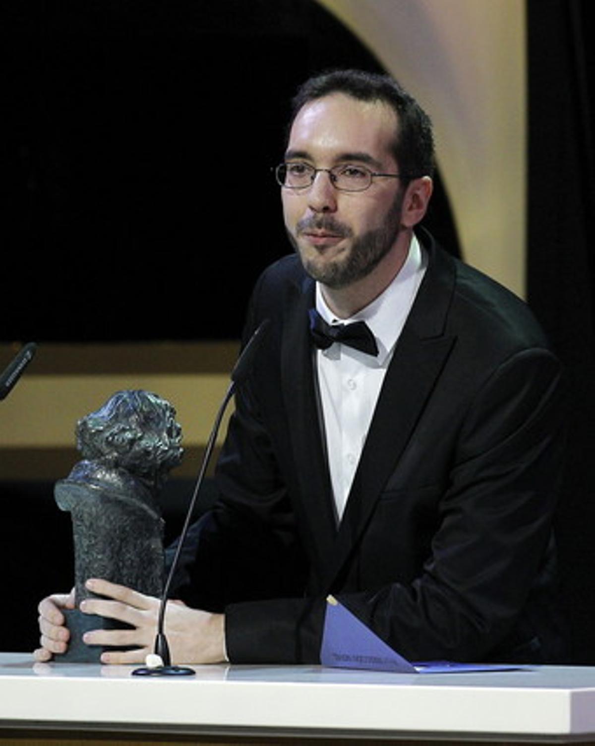 El director Enrique Gato recibe el Goya a la mejor dirección novel, por su trabajo en ’Las aventuras de Tadeo Jones’.