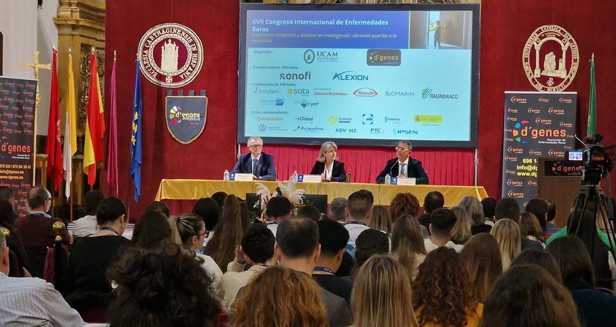 Jornada inaugural del XVII Congreso Internacional de Enfermedades Raras, celebrada este viernes en las instalaciones de la UCAM.