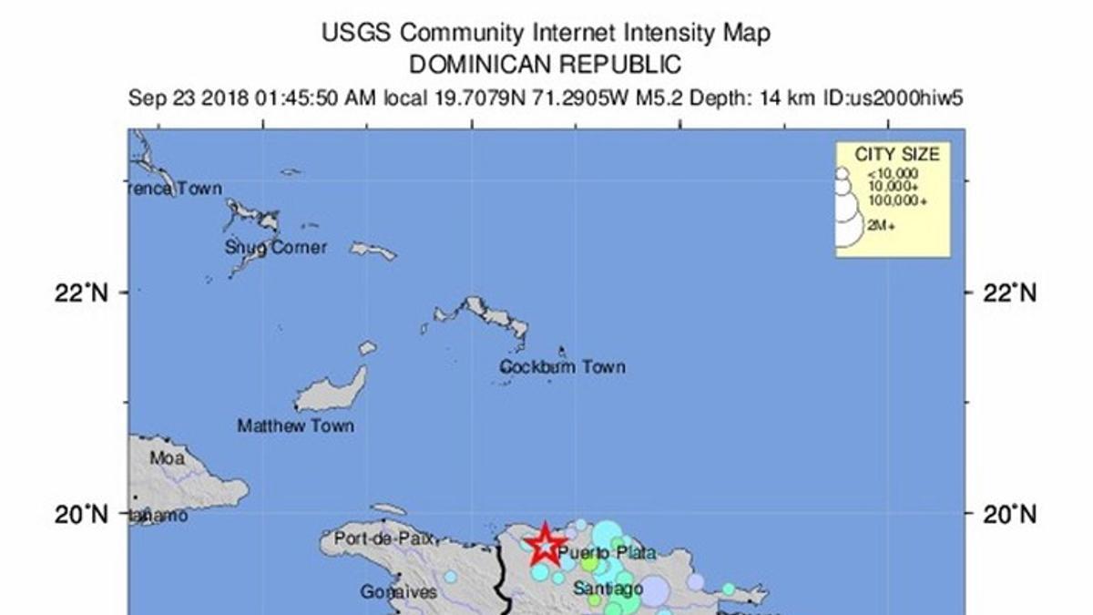 5.2 -magnitude earthquake 3km North West of Villa Elisa, Dominican Republic,