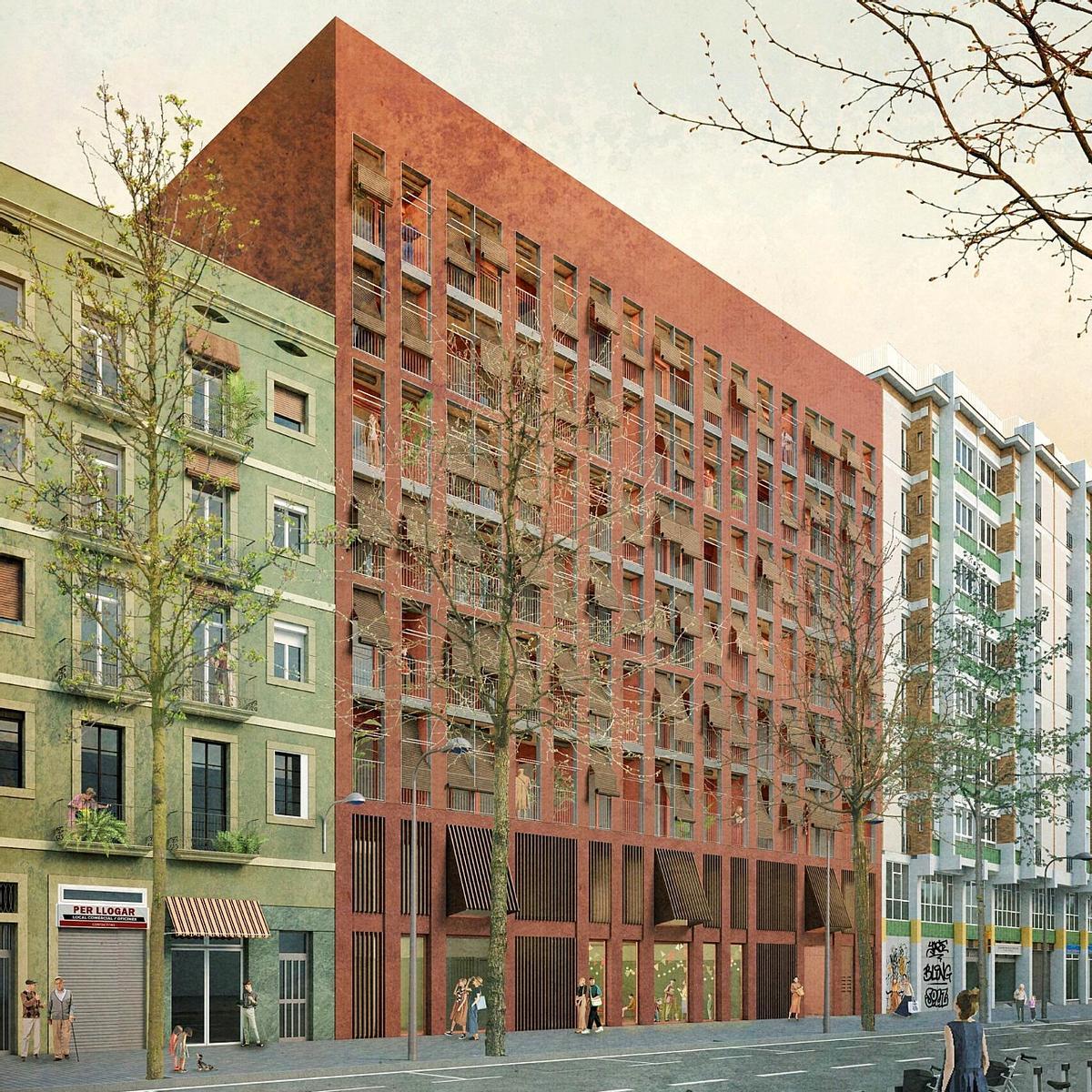 Imagen virtual de la fachada de la nueva promoción de vivienda social de Sant Pau