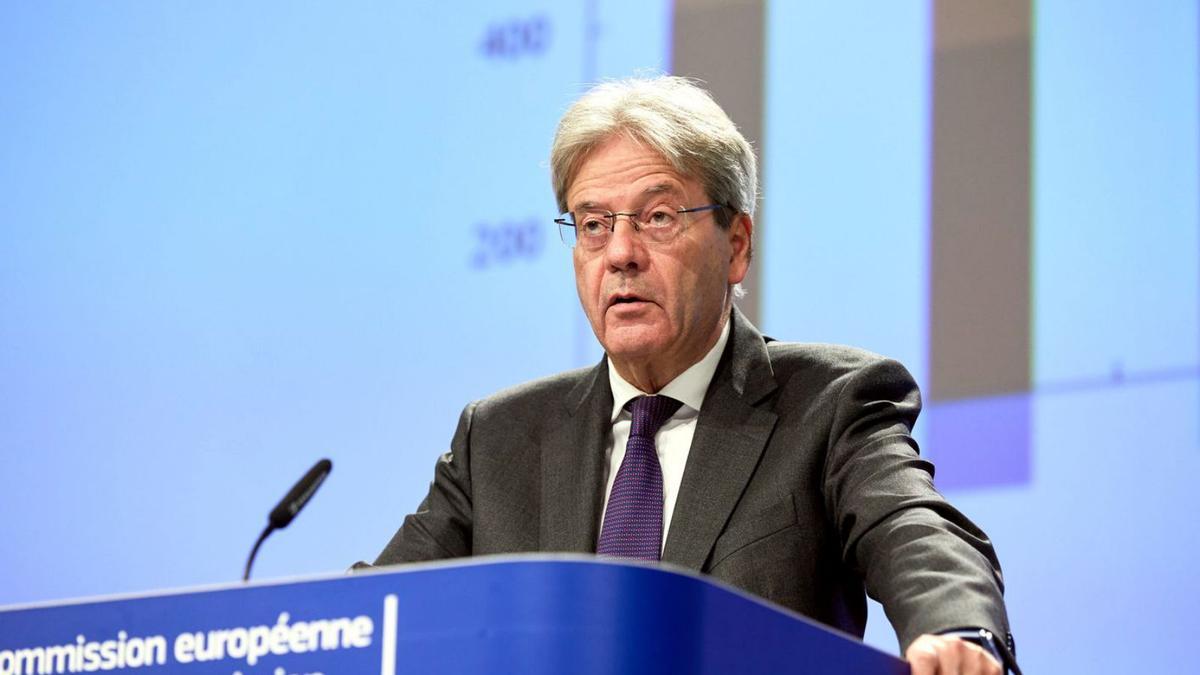 Paolo Gentiloni, eurocomissari d’Economia, en la presentació de les previsions