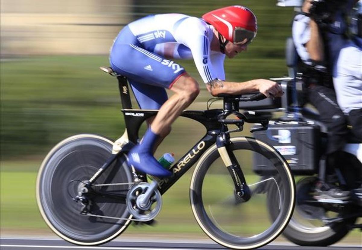 El medallista de plata anglès Bradley Wiggins, a Florència. El medallista de plata anglès Bradley Wiggins, a Florència.