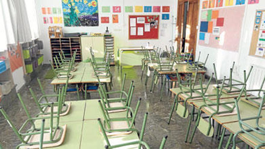 Un aula vacía de un colegio durante la huelga de septiembre.