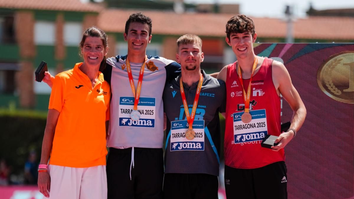 El podio de la altura, con Ruth Beitia a la izquierda