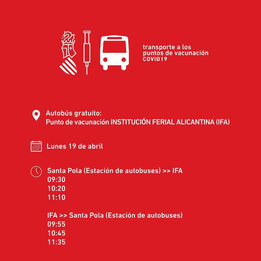 Horario lanzaderas vacunación IFA