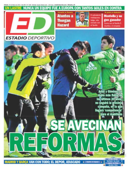 Portadas sábado 24 de febrero de 2018