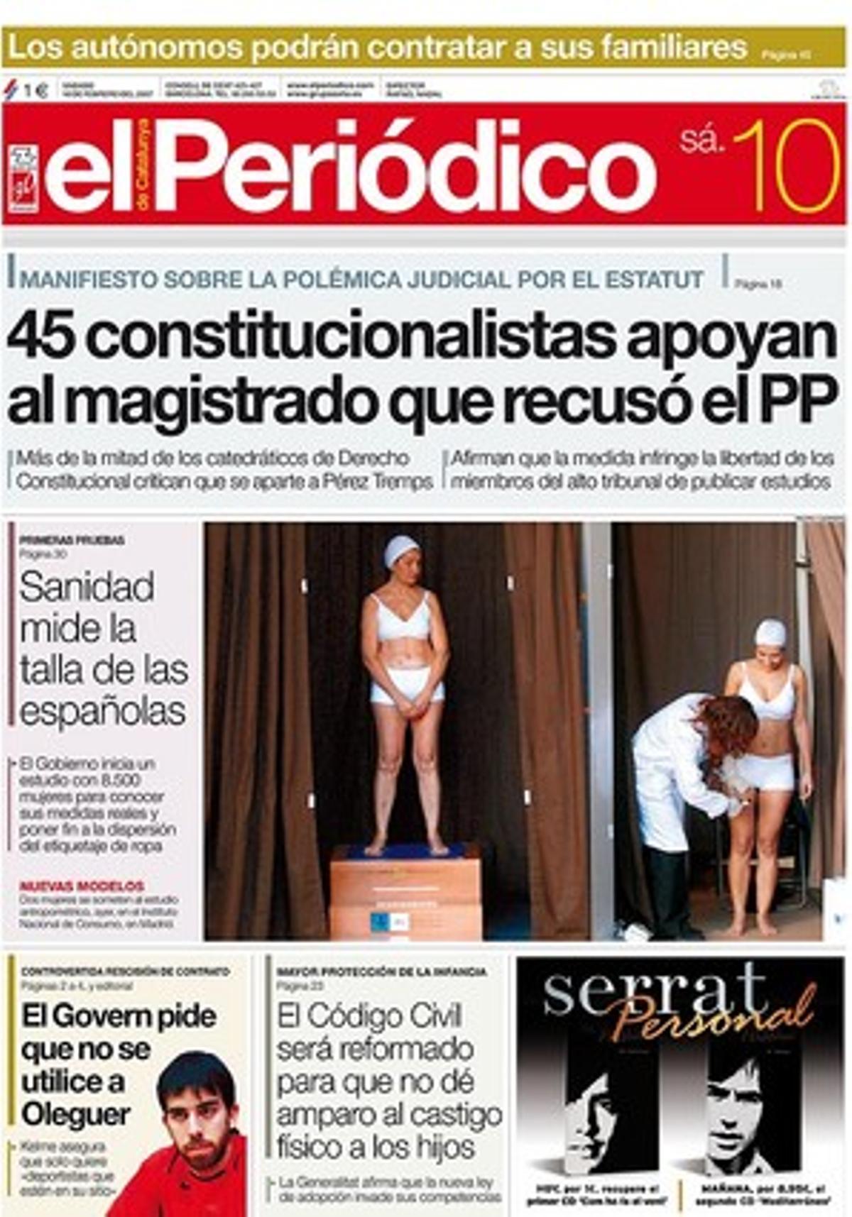 10 de febrer del 2007. Pérez Tremps amb el suport dels constitucionalistes.