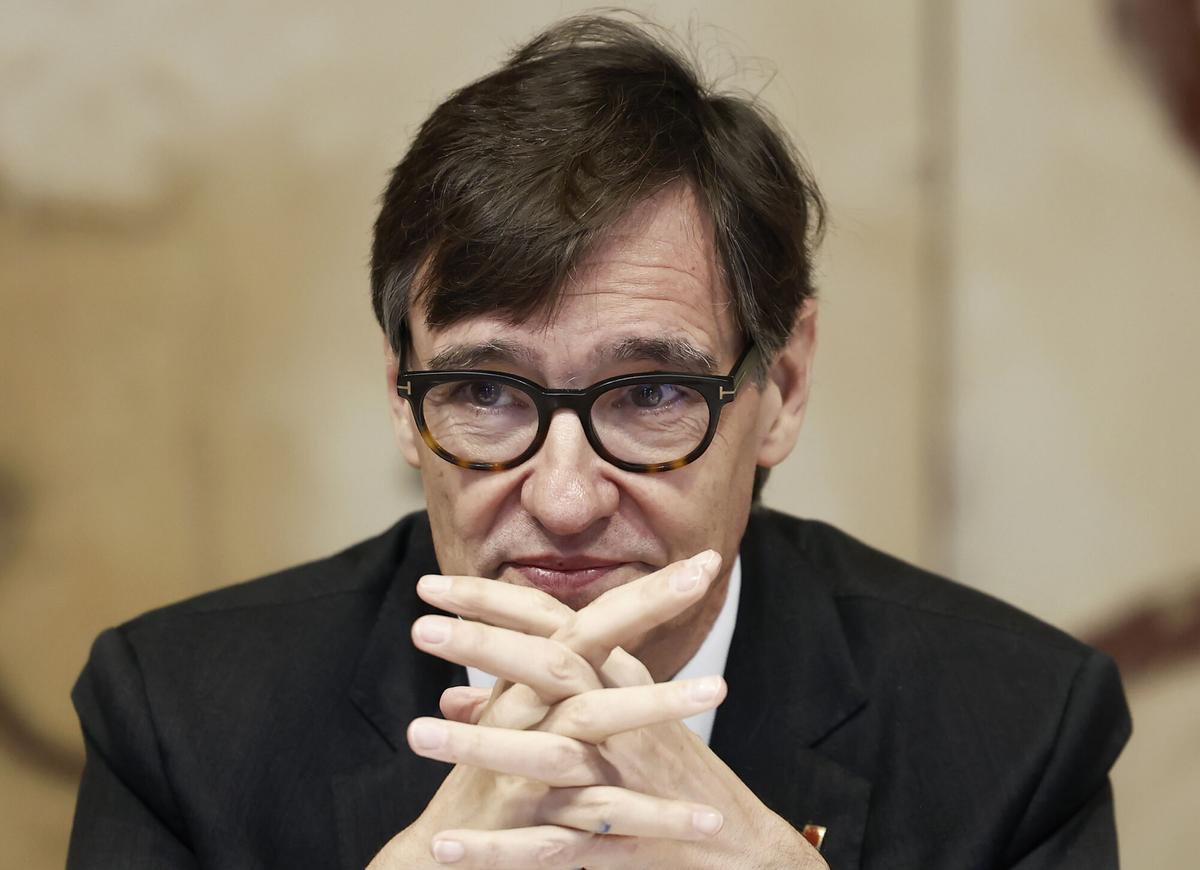 El president de la Generalitat, Salvador Illa, durant la reunió setmanal del Govern.