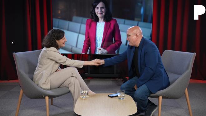 Gemma Martínez y Sergi Mas en el plató de El Periódico.
