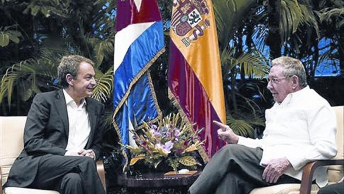 José Luis Rodríguez Zapatero, durante su reunión con el presidente de Cuba, Raúl Castro.