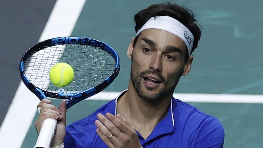 El tenista italiano Fabio Fognini, durante un partido de Copa Davis con su país.