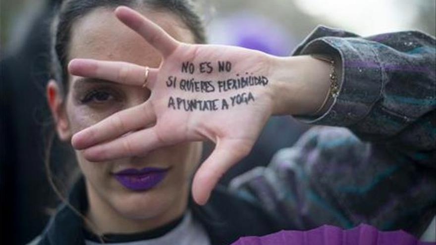 Una imatge de la manifestació del 8M a Barcelona.