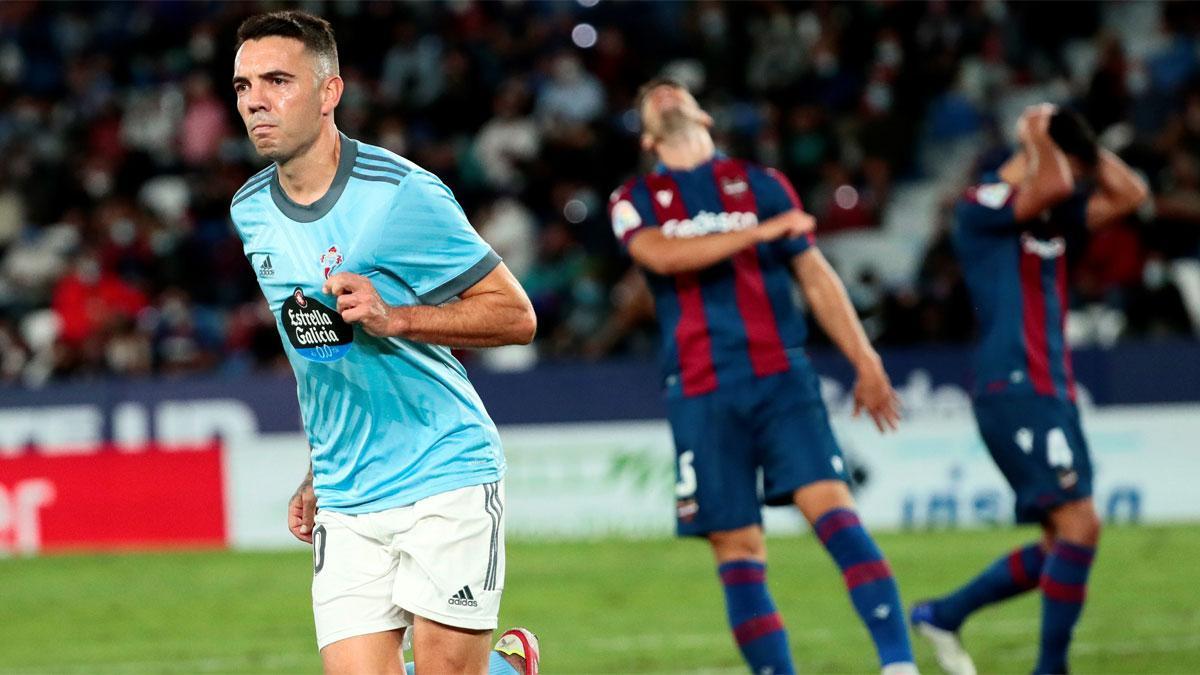 Iago Aspas, celebrando un gol esta temporada al Levante