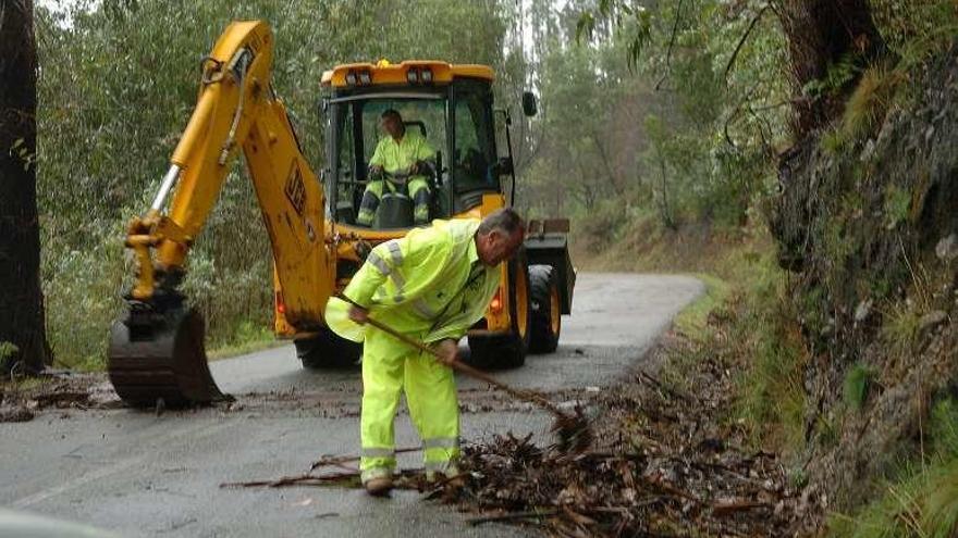 Tareas de limpieza en una carretera provincial. // Gustavo Santos