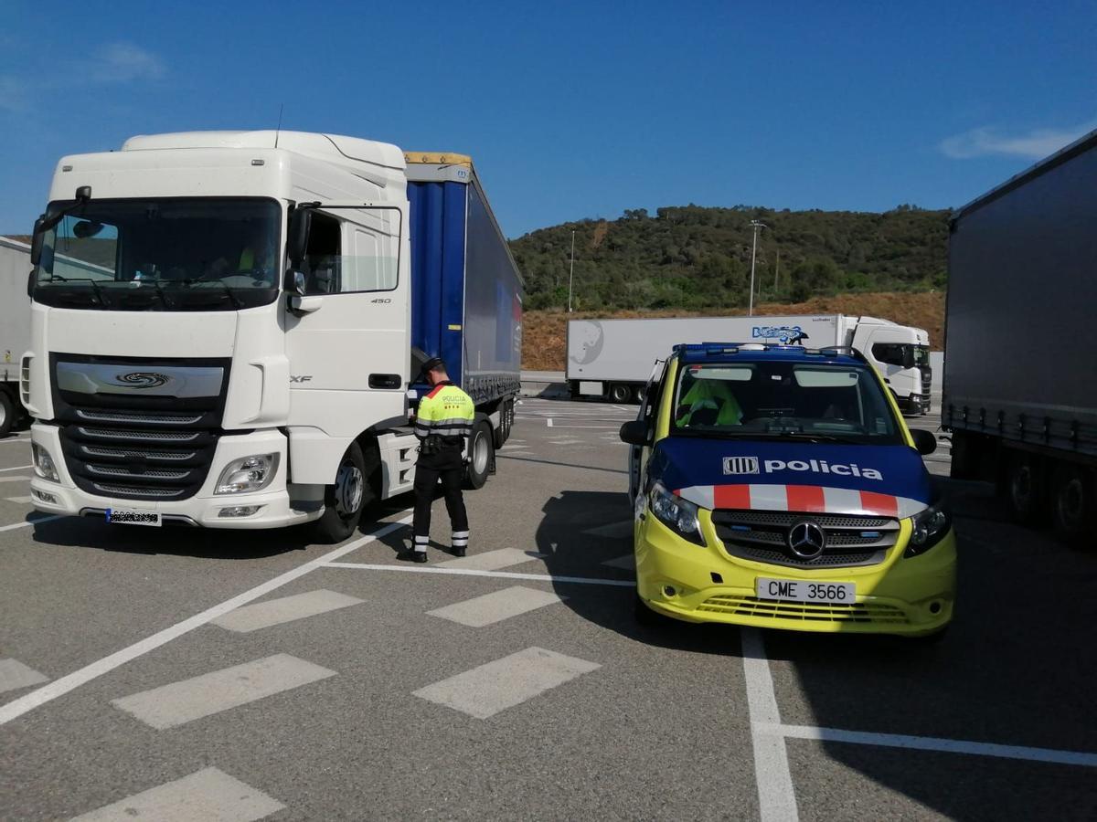 un control de camiones de los Mossos