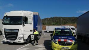 un control de camiones de los Mossos