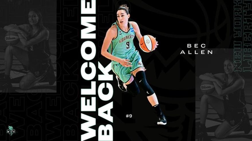 Rebecca Allen apenas tendrá descanso el próximo verano, cuando jugará con las Liberty en la WNBA por séptimo año