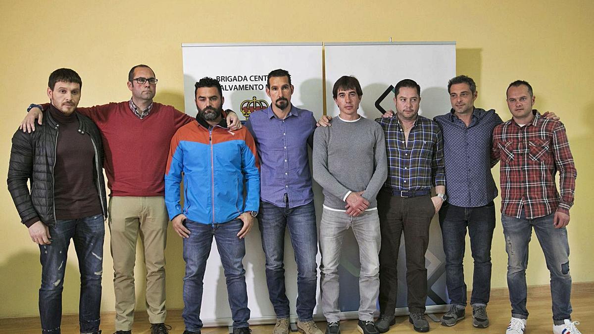 Los miembros de la Brigada de Salvamento Minero que intervinieron en Málaga.
