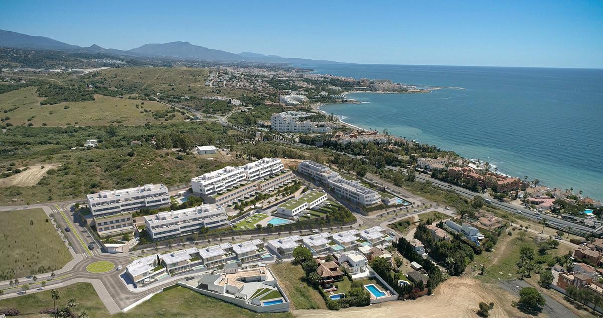 Vista aéra de Cyan, la nueva promoción de Aedas Homes en Estepona.