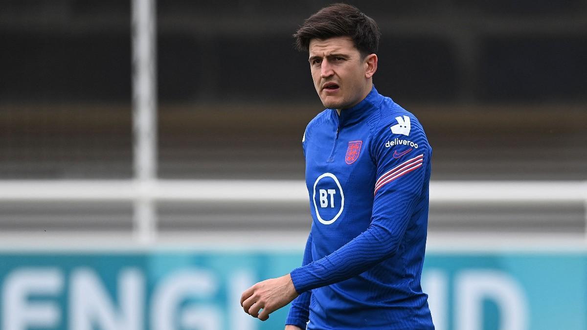 Maguire durante un entrenamiento con la selección