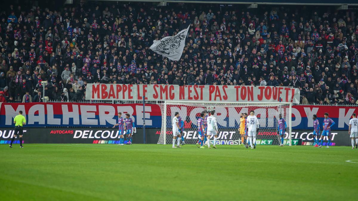 Los aficionados del SM Caen protestan contra Mbappé