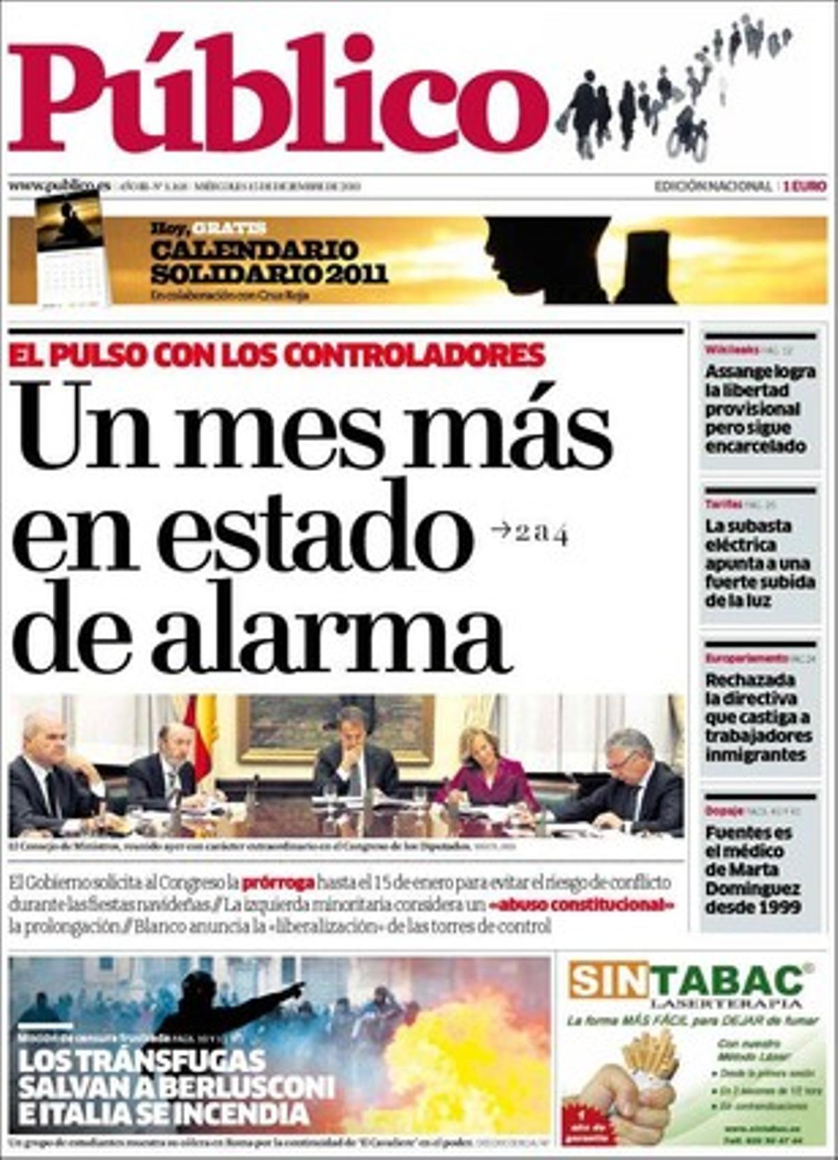 ’Público’ destaca que Rajoy torna a València nou mesos després per fer-se la foto amb Camps aprofitant la inauguració de l’AVE, i que CiU demana tancar dues de les tres mesquites de Reus apel·lant al risc del perill islamista a Catalunya desvelat amb les filtracions de Wikileaks de la diplomàcia dels EUA.