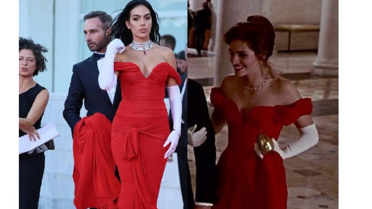 Georgina Rodríguez recrea el icónico vestido rojo de 'Pretty Woman
