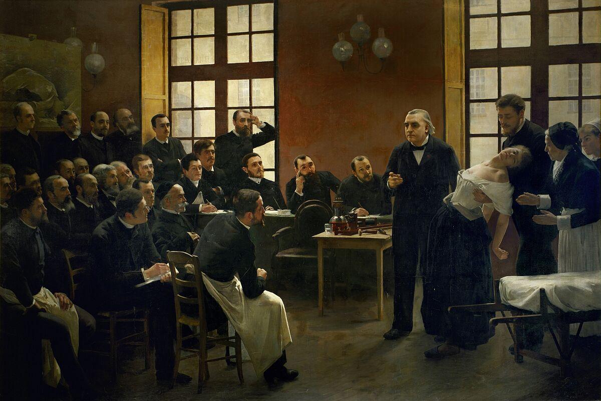 El cuadro &quot;Une leçon clinique à la Salpêtrière&quot; (1887), de André Brouillet, que representa una de las lecciones de Charcot.