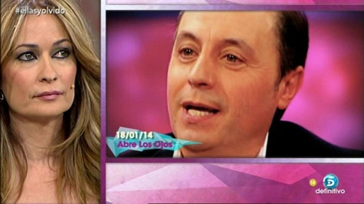 Olvido Hormigos i el seu sofert marit,al plasma, en un moment d’’Hable con ellas’, a Tele 5.