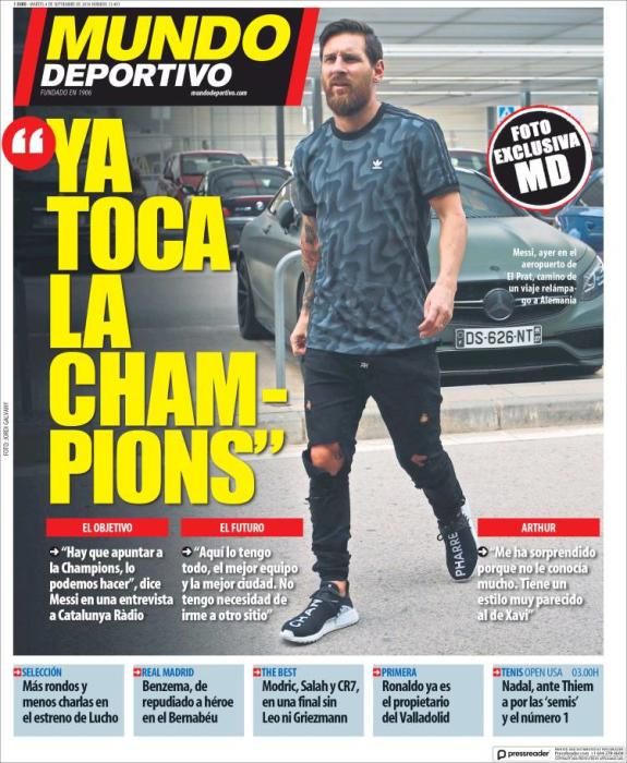 Portada MUNDO DEPORTIVO martes 4 de septiembre