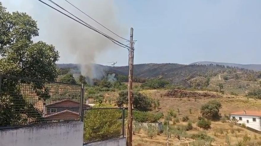 Distancia entre el incendio y las grandes pilas de troncos amontonados