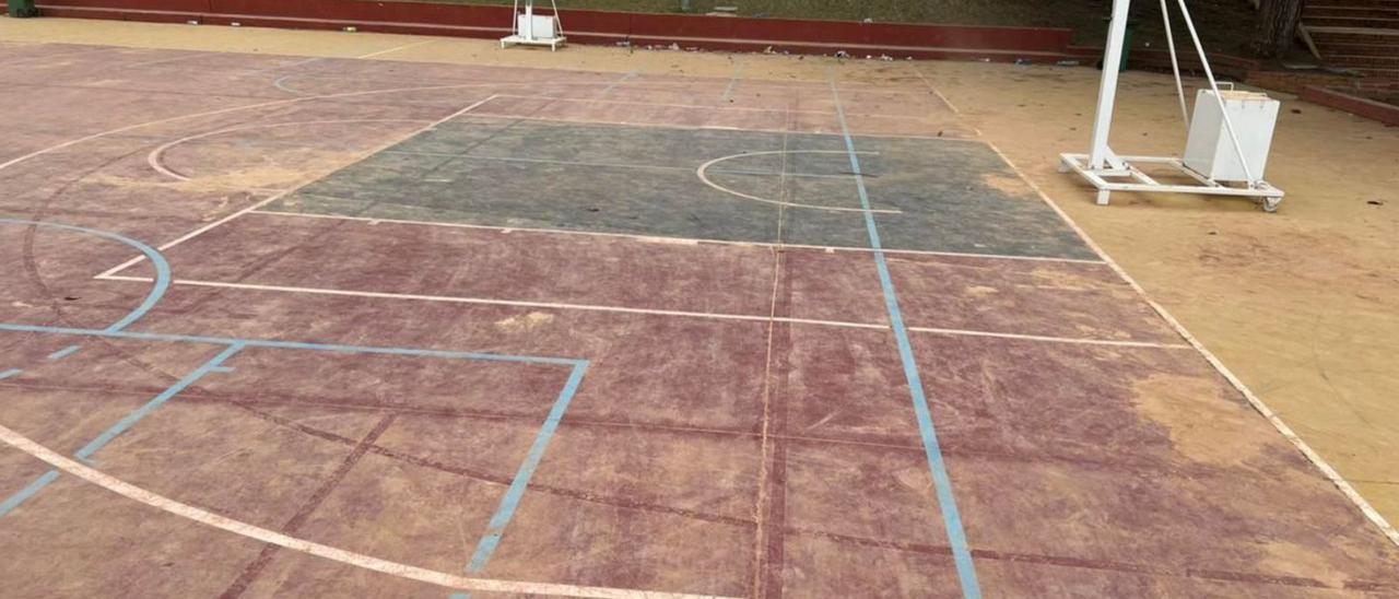 La pista de baloncesto de El Arquillo, el lunes, en una imagen del Club Baloncesto San Pedro. | L.O.