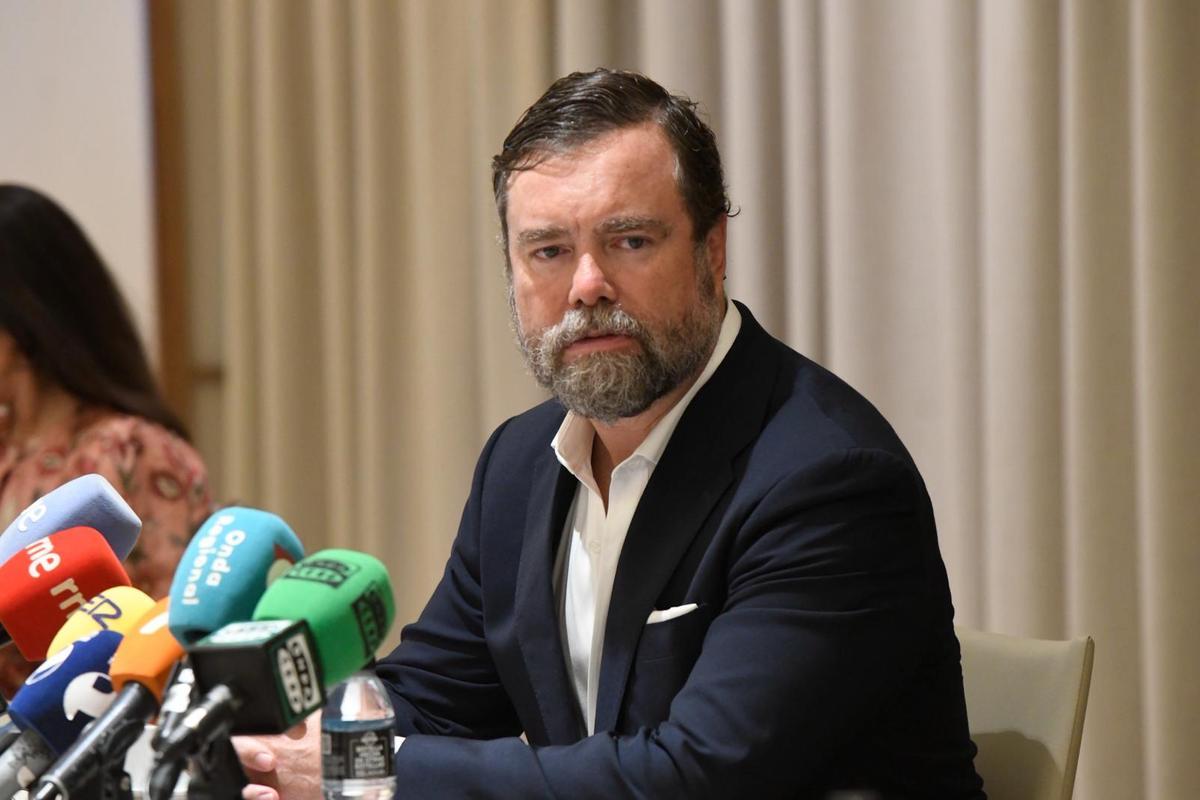 Espinosa de los Monteros, durante el encuentro con los medios de la Región de Murcia.