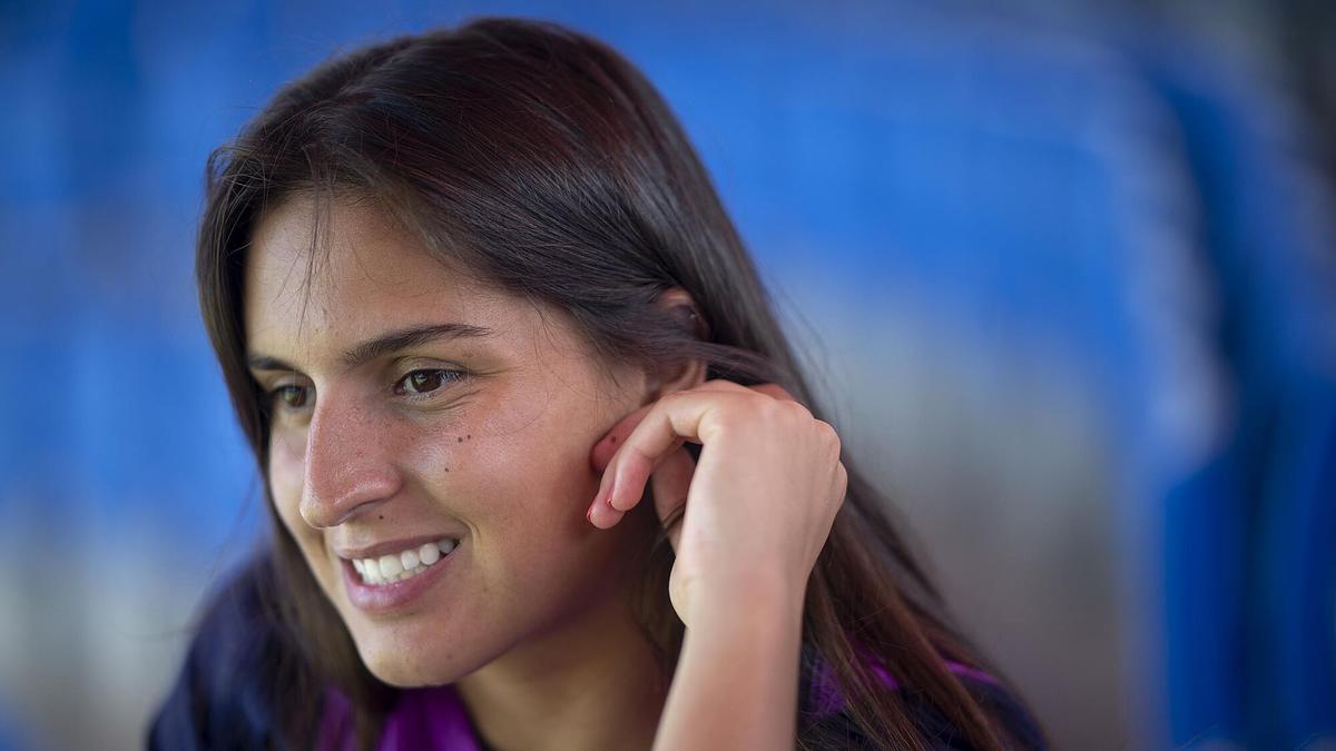 Kika Nazareth, futbolista del Barça, en la entrevista con EL PERIÓDICO en el Johan Cruyff