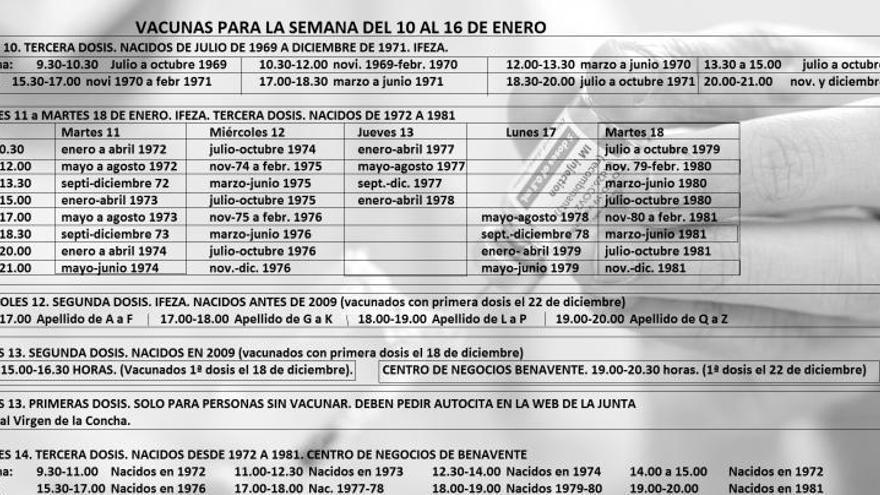 La segunda dosis para niños de 2009, los días 13 en Zamora y 14 en Benavente