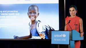 La reina Letizia habla sobre salud mental junto a Unicef en Nueva York.