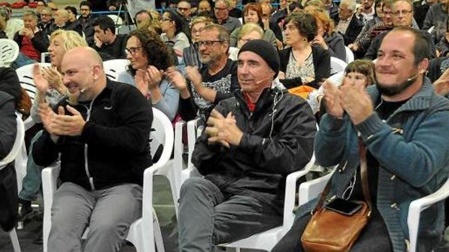 Sánchez, Titot, Llach i Fernàndez en l&#039;inici del debat d&#039;ahir a la nit a Navàs