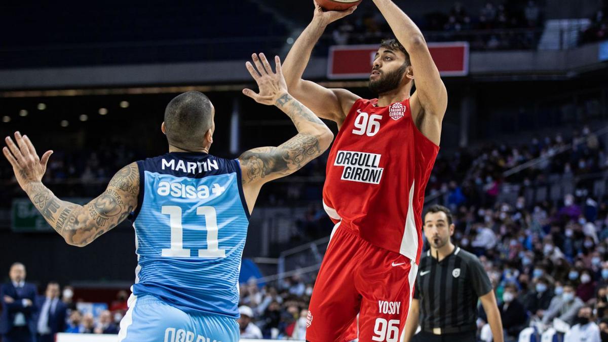 Gonçalo Delgado, durant el partit de la passada jornada a la pista de l’Estudiantes