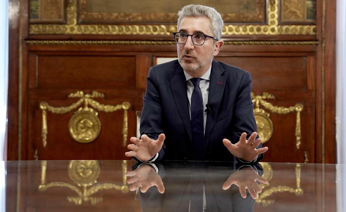 Arcadi España, ministro de Hacienda, durante la entrevista.