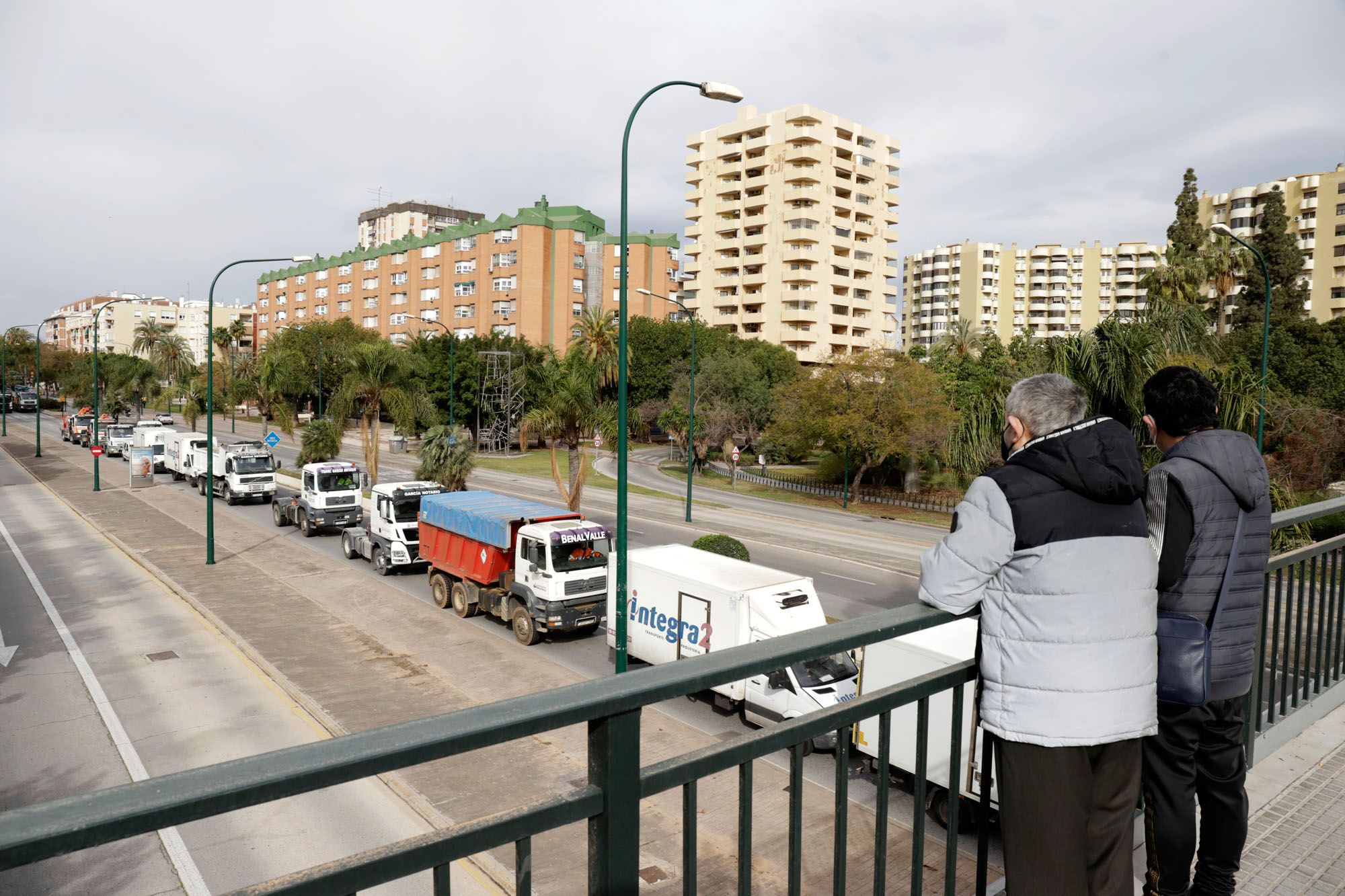 Protesta de los camioneros por el Centro de Málaga