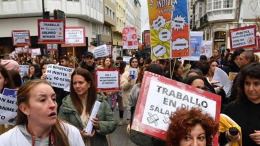 Huelga y manifestación de dependientes de las tiendas de Inditex